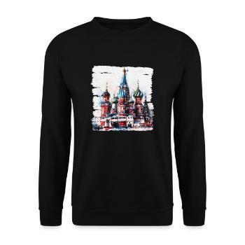 Die Basilius-Kathedrale, ein berühmtes Wahrzeichen - Unisex Pullover - Schwarz - Vorne - Alina (178cm) & Michal (187cm)