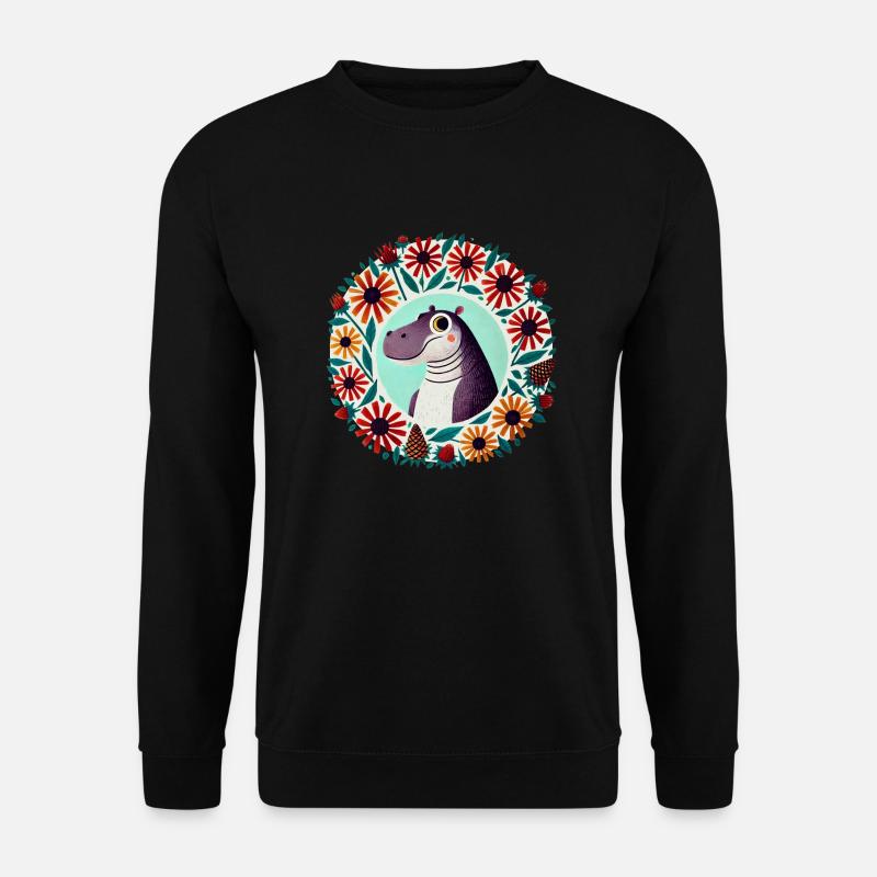 Retro Hippo - Unisex Sweatshirt - black