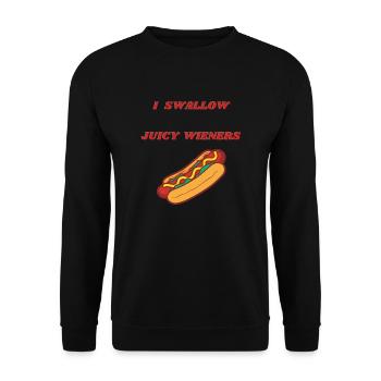 ICH SCHLUCKE SAFTIGE WIENER - Unisex Pullover - Schwarz - Vorne - Alina (178cm) & Michal (187cm)