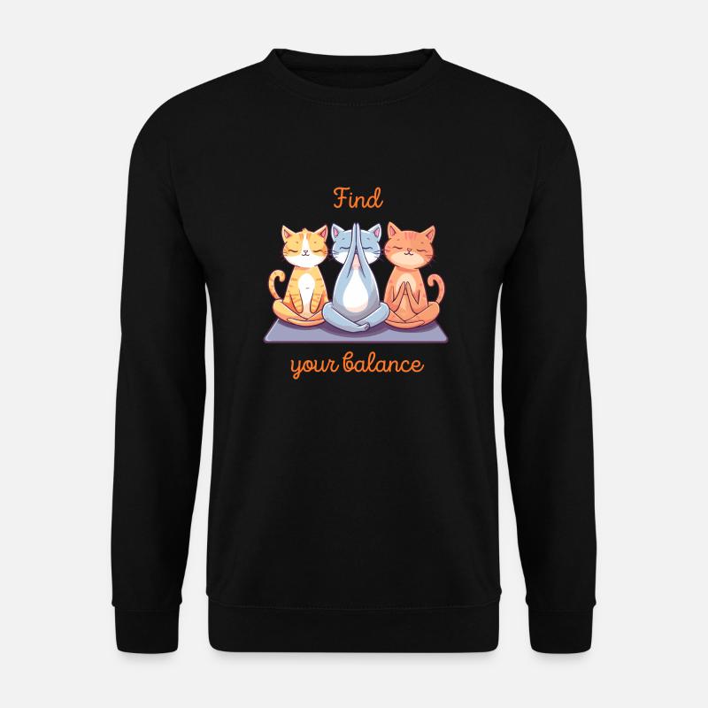 Find your balance "Yoga Cats" - Unisex Pullover - Schwarz