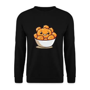 Süße Hähnchenstücke Comic - Unisex Pullover - Schwarz - Vorne - Alina (178cm) & Michal (187cm)