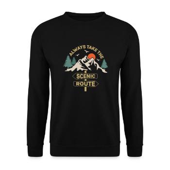Always Take The Scenic Route Hiking Hiker - Unisex Sweatshirt - black - Front - Alina (178cm) & Michal (187cm)