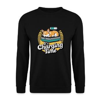 Its Charging Time Corgi Funny - Unisex Sweatshirt - black - Front - Alina (178cm) & Michal (187cm)
