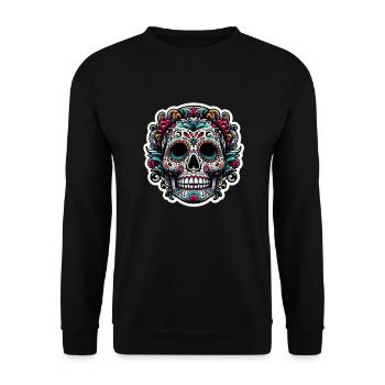 Los muertos Halloween day of the dead COLOR - Unisex Sweatshirt - black - Front - Alina (178cm) & Michal (187cm)