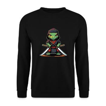 Ninja-Aligator #3 - Unisex Pullover - Schwarz - Vorne - Alina (178cm) & Michal (187cm)