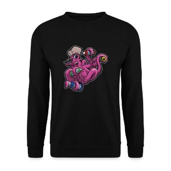 🐙 Graffiti Octopus. Cool motif, character style - Unisex Sweatshirt - black - Front - Alina (178cm) & Michal (187cm)