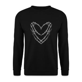 Skeleton Hands Heart Sign Retro Halloween Costume - Unisex Sweatshirt - black - Front - Alina (178cm) & Michal (187cm)