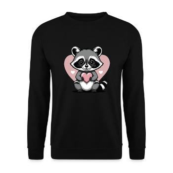 Coeur de raton laveur Coeur mignon Cadeau pour les femmes - Sweat-shirt Unisexe - noir - Devant - Alina (178cm) & Michal (187cm)