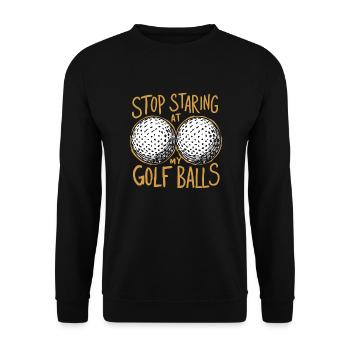 S’il vous plaît, ne regardez pas mes balles de golf - Sweat-shirt Unisexe - noir - Devant - Alina (178cm) & Michal (187cm)