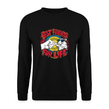 Tierische Freundschaft für Hamsterfans - Unisex Pullover - Schwarz - Vorne - Alina (178cm) & Michal (187cm)