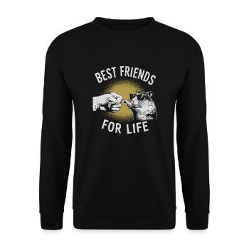 Freundschaft fürs Leben mit Hamster - Unisex Pullover - Schwarz - Vorne - Alina (178cm) & Michal (187cm)