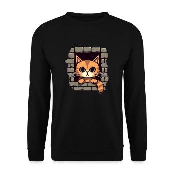 Cute cat - Unisex Sweatshirt - black - Front - Alina (178cm) & Michal (187cm)