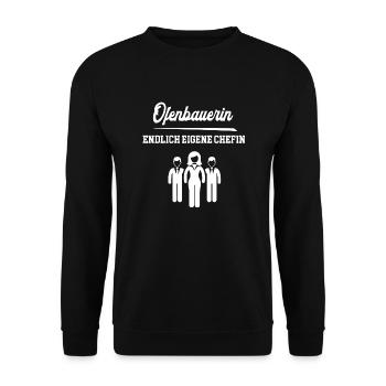 Ofenbauerin Chefin Ofenbau Ofenbauer Meisterin - Unisex Pullover - Schwarz - Vorne - Alina (178cm) & Michal (187cm)