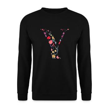 Personalized floral letter y - gift idea - Unisex Sweatshirt - black - Front - Alina (178cm) & Michal (187cm)