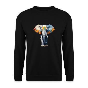 Elefant Vektor Kunst Lebendige Farbe Illustration - Unisex Pullover - Schwarz - Vorne - Alina (178cm) & Michal (187cm)