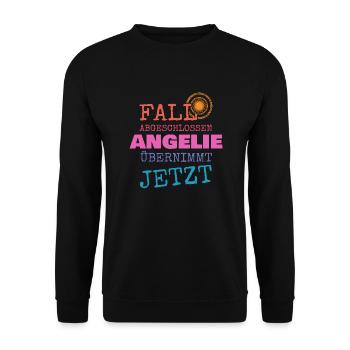 First name Angelie - Unisex Sweatshirt - black - Front - Alina (178cm) & Michal (187cm)