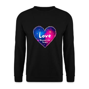 Love beyond the Stars Heart Design - Unisex Sweatshirt - black - Front - Alina (178cm) & Michal (187cm)