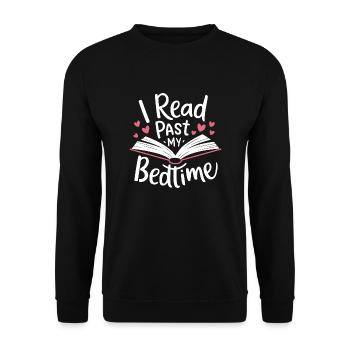 Bücher Buch lesen Bücherei Bibliothek Bücherwurm - Unisex Pullover - Schwarz - Vorne - Alina (178cm) & Michal (187cm)