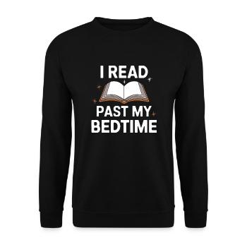 Bücher Buch lesen Bücherei Bibliothek Bücherwurm - Unisex Pullover - Schwarz - Vorne - Alina (178cm) & Michal (187cm)