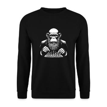 elegant monkey in suit with beard plays chess. - Unisex Sweatshirt - black - Front - Alina (178cm) & Michal (187cm)