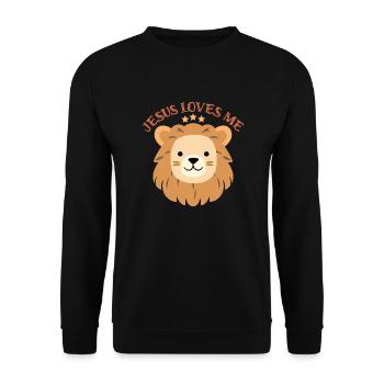 Jesus Loves Me Cute Lion Christian - Unisex Sweatshirt - black - Front - Alina (178cm) & Michal (187cm)