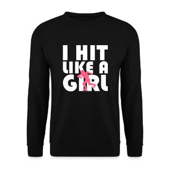 I Hit Like A Girl Roller Derby Skating - Unisex Sweatshirt - black - Front - Alina (178cm) & Michal (187cm)