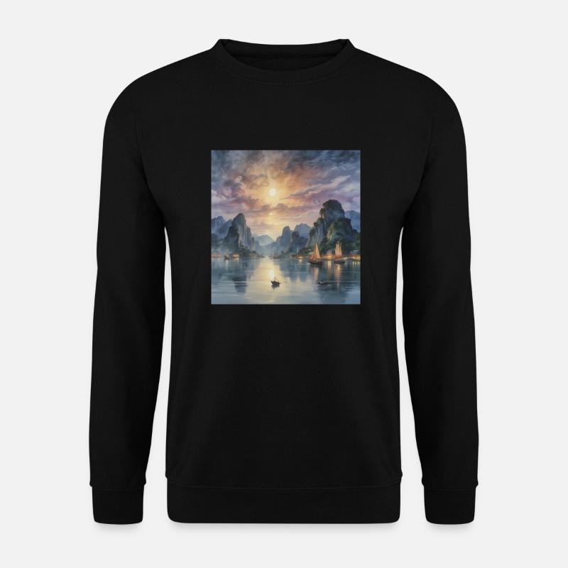Mystische Abenddämmerung in Fernost - Unisex Pullover - Schwarz