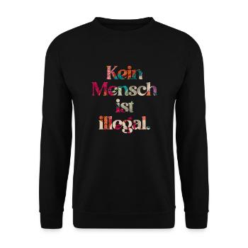 PERSONNE N’EST ILLÉGAL - L’Original - Sweat-shirt Unisexe - noir - Devant - Alina (178cm) & Michal (187cm)