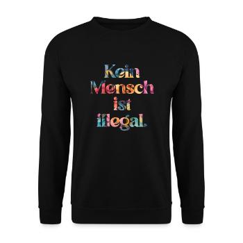 PERSONNE N’EST ILLÉGAL - L’Original - Sweat-shirt Unisexe - noir - Devant - Alina (178cm) & Michal (187cm)
