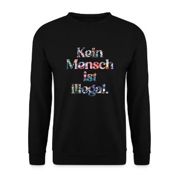 KEIN MENSCH IST ILLEGAL - Das Original - Unisex Pullover - Schwarz - Vorne - Alina (178cm) & Michal (187cm)
