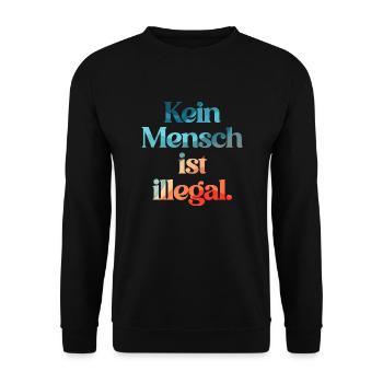 PERSONNE N’EST ILLÉGAL - L’Original - Sweat-shirt Unisexe - noir - Devant - Alina (178cm) & Michal (187cm)