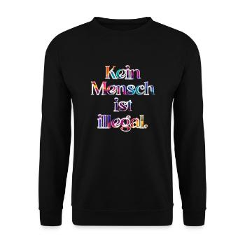 KEIN MENSCH IST ILLEGAL - Das Original - Unisex Pullover - Schwarz - Vorne - Alina (178cm) & Michal (187cm)