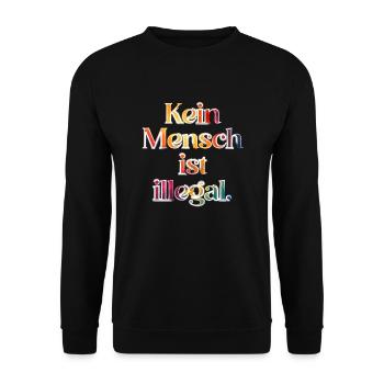 KEIN MENSCH IST ILLEGAL - Das Original - Unisex Pullover - Schwarz - Vorne - Alina (178cm) & Michal (187cm)