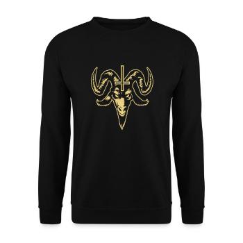 Goat Head with Cross (inverted) - Unisex Sweatshirt - black - Front - Alina (178cm) & Michal (187cm)