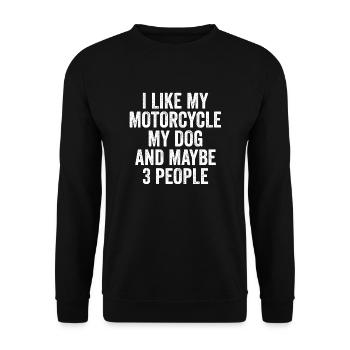 J'aime ma moto, mon chien et peut-être 3 personnes - Sweat-shirt Unisexe - noir - Devant - Alina (178cm) & Michal (187cm)