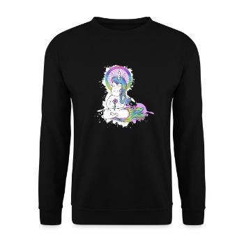 Niedliches BuddhaCorn :) - Unisex Pullover - Schwarz - Vorne - Alina (178cm) & Michal (187cm)