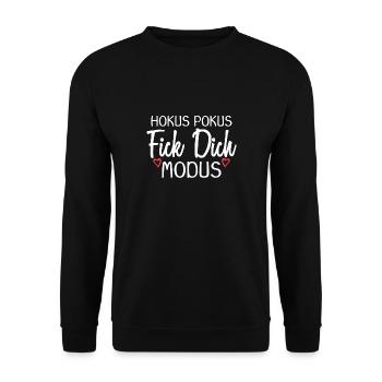 Hokus Pokus Fick dich Modus - Unisex Pullover - Schwarz - Vorne - Alina (178cm) & Michal (187cm)