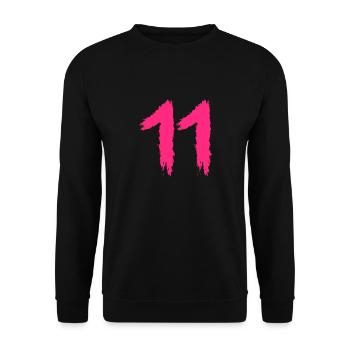 Zahl 11 Lieblingszahl Nummer - Unisex Pullover - Schwarz - Vorne - Alina (178cm) & Michal (187cm)