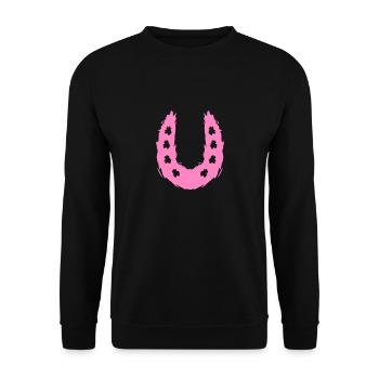 Hufeisen Symbol Pferd - Unisex Pullover - Schwarz - Vorne - Alina (178cm) & Michal (187cm)