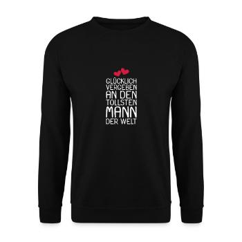 Glücklich vergeben - Unisex Pullover - Schwarz - Vorne - Alina (178cm) & Michal (187cm)