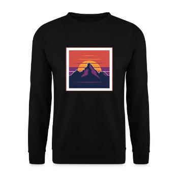 Sunset Peaks zwischen den Bergen - Unisex Pullover - Schwarz - Vorne - Alina (178cm) & Michal (187cm)