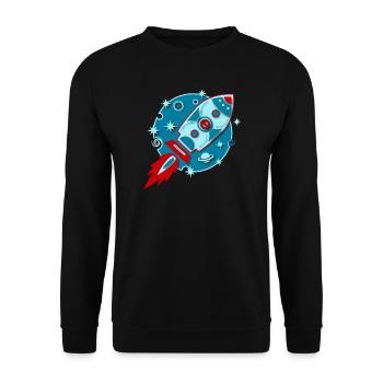 Retro Rocket Planet Space Space Sci-fi - Unisex Sweatshirt - black - Front - Alina (178cm) & Michal (187cm)