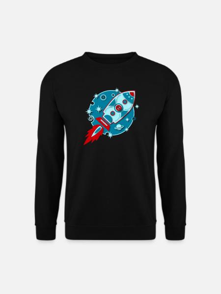 Retro Rakete Planet Weltraum Raumfahrt Sci-fi - Unisex Pullover - Schwarz