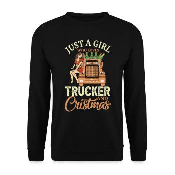 Just a girl who loves trucker and christmas - Sweat-shirt Unisexe - noir - Devant - Alina (178cm) & Michal (187cm)