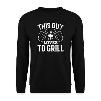 LIEBE GRILL LIEBEN GRILLEN BBQ BIER FEUER MOTIVE - Unisex Pullover - Schwarz - Vorne - Alina (178cm) & Michal (187cm)