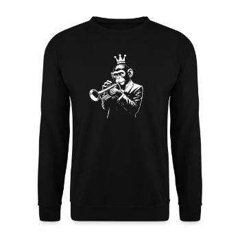monkey playing jazz music on the trumpet - Unisex Sweatshirt - black - Front - Alina (178cm) & Michal (187cm)