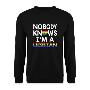Personne ne sait que je suis une lesbienne LGBTQ Rainbow Pride - Sweat-shirt Unisexe - noir - Devant - Alina (178cm) & Michal (187cm)