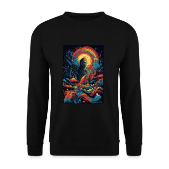 Trippy Explosion - Psychedelic Motif - Unisex Sweatshirt - black - Front - Alina (178cm) & Michal (187cm)