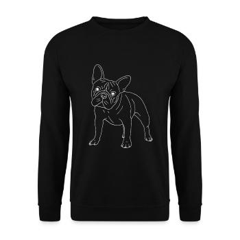 Französische Bulldogge - Unisex Pullover - Schwarz - Vorne - Alina (178cm) & Michal (187cm)