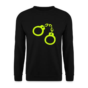Handschellen Gelb - Unisex Pullover - Schwarz - Vorne - Alina (178cm) & Michal (187cm)